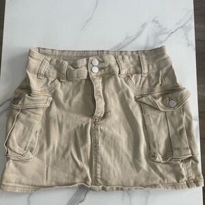 Tan Cargo Mini Skirt